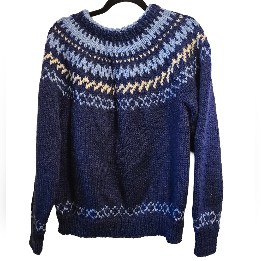 Vintage Hand-Knit Wool Sweater L/XL